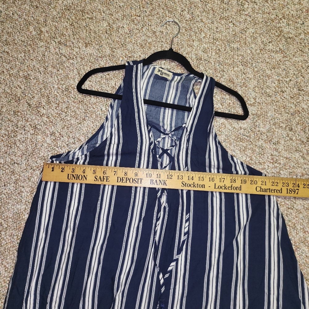 Show Me Your Mumu Rancho Mirage Lace Up Navy Stripe Breeze Coverup Dress Sz Med - Picture 8 of 9